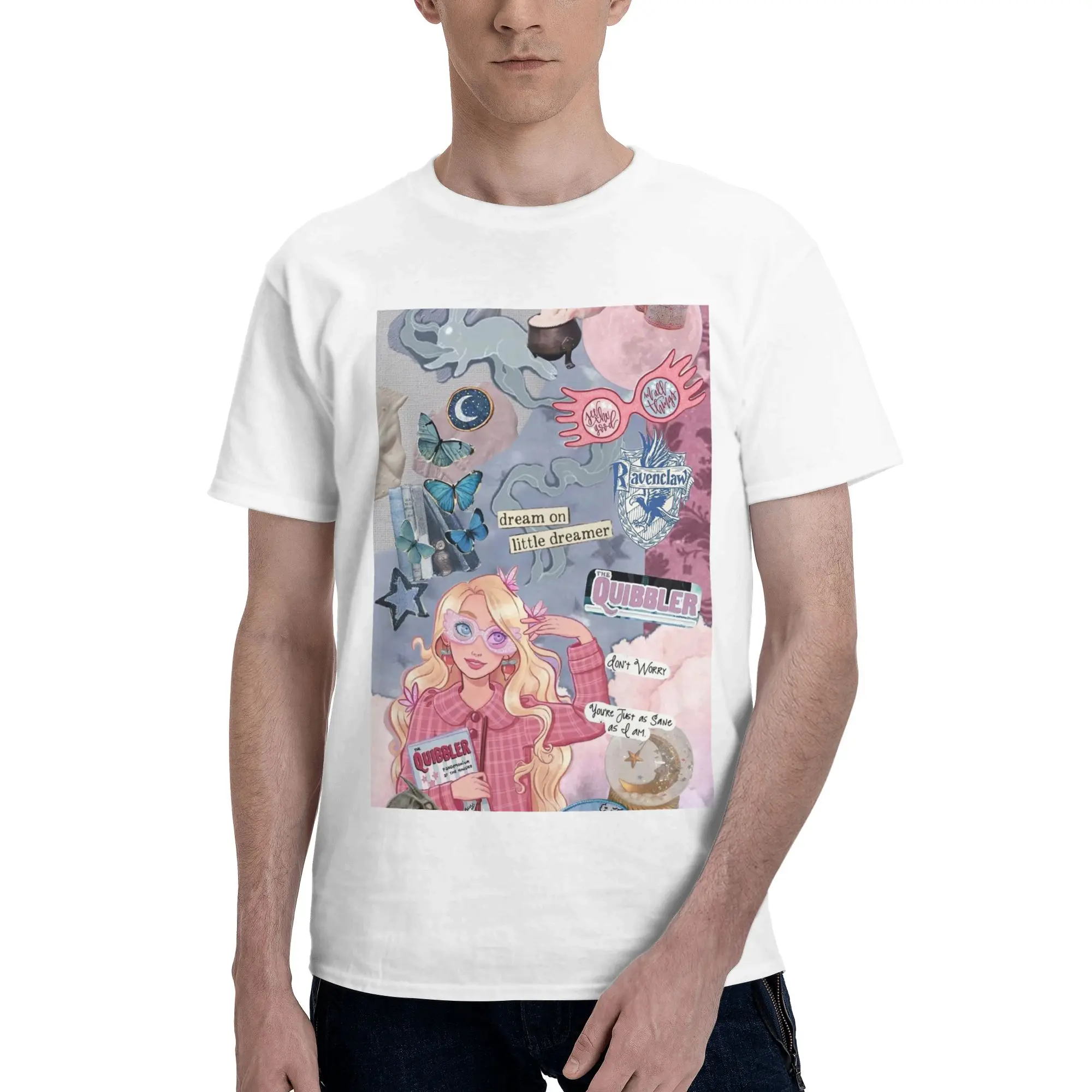 Camiseta Luna L-Lovegoods Glasses para hombre, camisetas de gran tamaño, camisetas de algodón con cuello redondo para hombre, camisetas cortas de verano para hombre