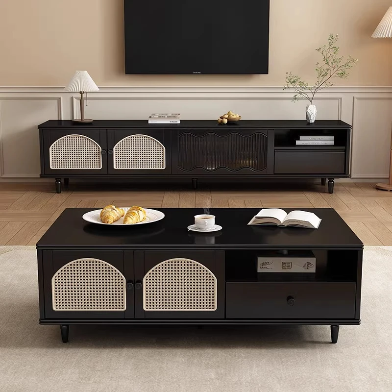 

Coffee table 130 * 70 * 44cm coffee table living room black brown medieval style Chinese coffee table