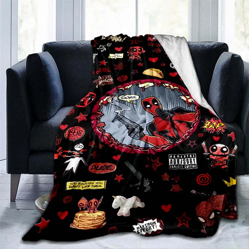 Disney Cartoon Anime Deadpool Blanket Soft Comfort Throw Blanket for Family Picnic Travel Office for Kids Adult Portable Blanket