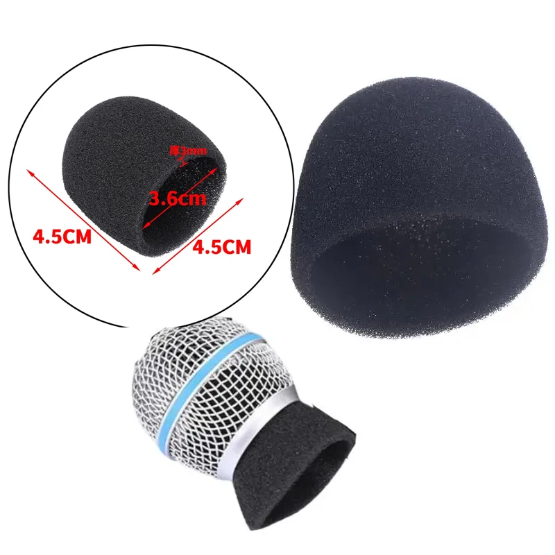 2pcs Microphone Protective Inner-Foam For Shure SM58 SLX24 PGX24 PG58 BETA58A Mic Cover Studio WindScreen Sponge Microphone Cap