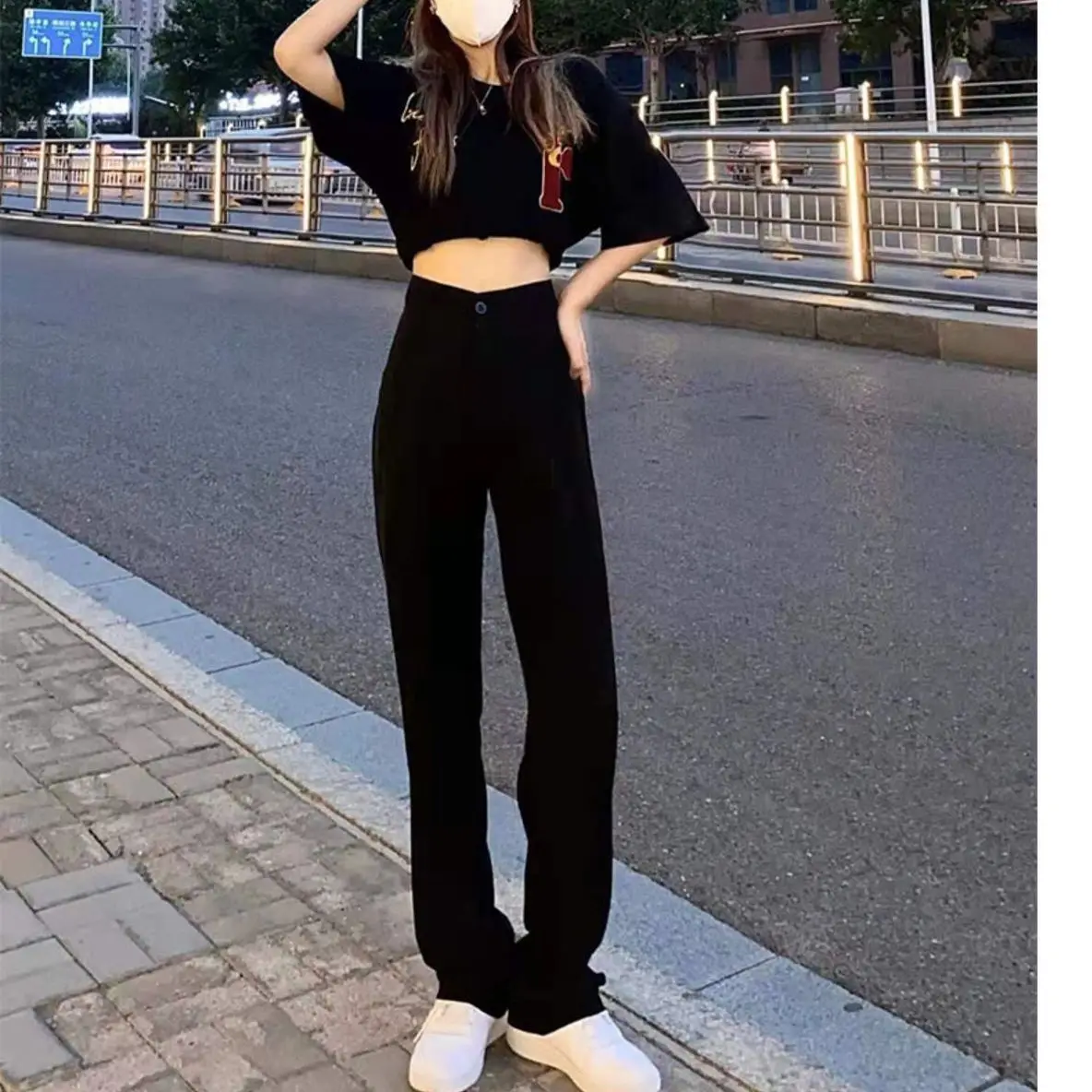 플레어 진 고딕 의류 힙합 분위기 인기 미학 하라주쿠 한국 일본 스타일 스트리트웨어 패션 룩 다크 썸머