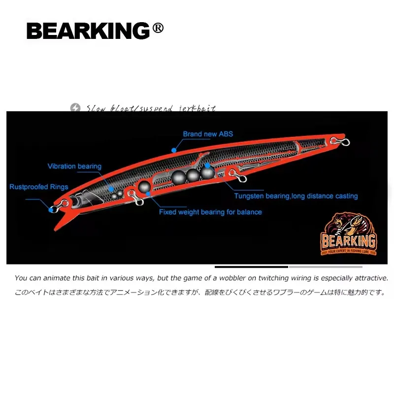 BEARKING 14cm 22g new Hot fishing gear shone lures minnow crank Tungsten weight system wobbler bait isca artificial view 2