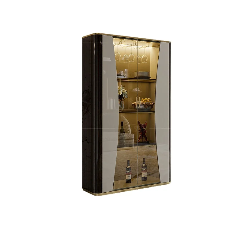 LMM light luxury glass wine cabinet against the wall wine cabinet restaurant simple fashion double door bookcase