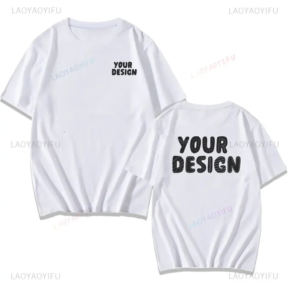 2025 Camiseta blanca y negra de algodón con estampado personalizado, camiseta Harajuku para hombres y mujeres, camiseta DIY con tu foto o Logo, camisetas personalizadas de moda