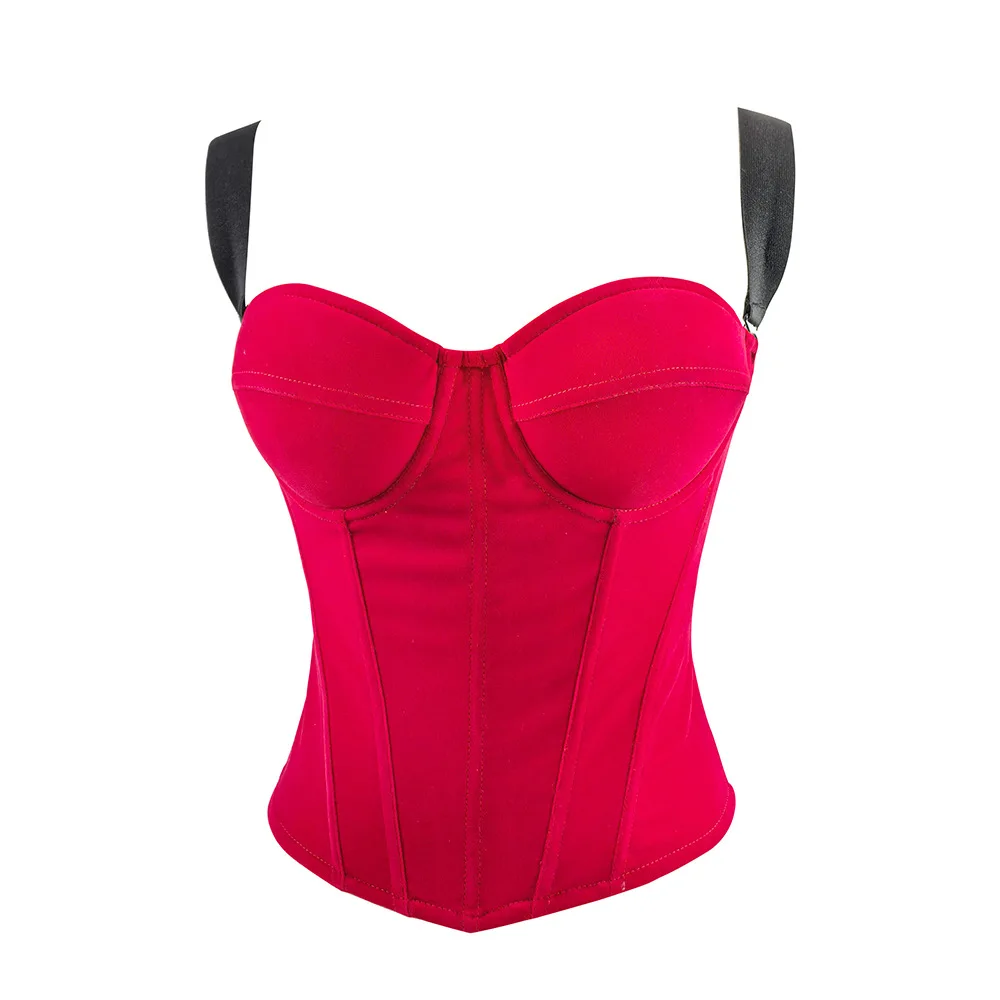 Corset en velours français Sophia pour femme, surbuste avec soutien-gorge, haut court standard, mince, dos nu, tube brillant, Y-Zipper, haut sans bretelles, vêtements en saillie, Y2k