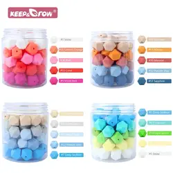 Perles de dentition en Silicone pour bébé, 10 pièces, hexagonales, 14mm, DIY, attache-sucette, chaîne, collier de qualité alimentaire, anneau de dentition, Mini perle