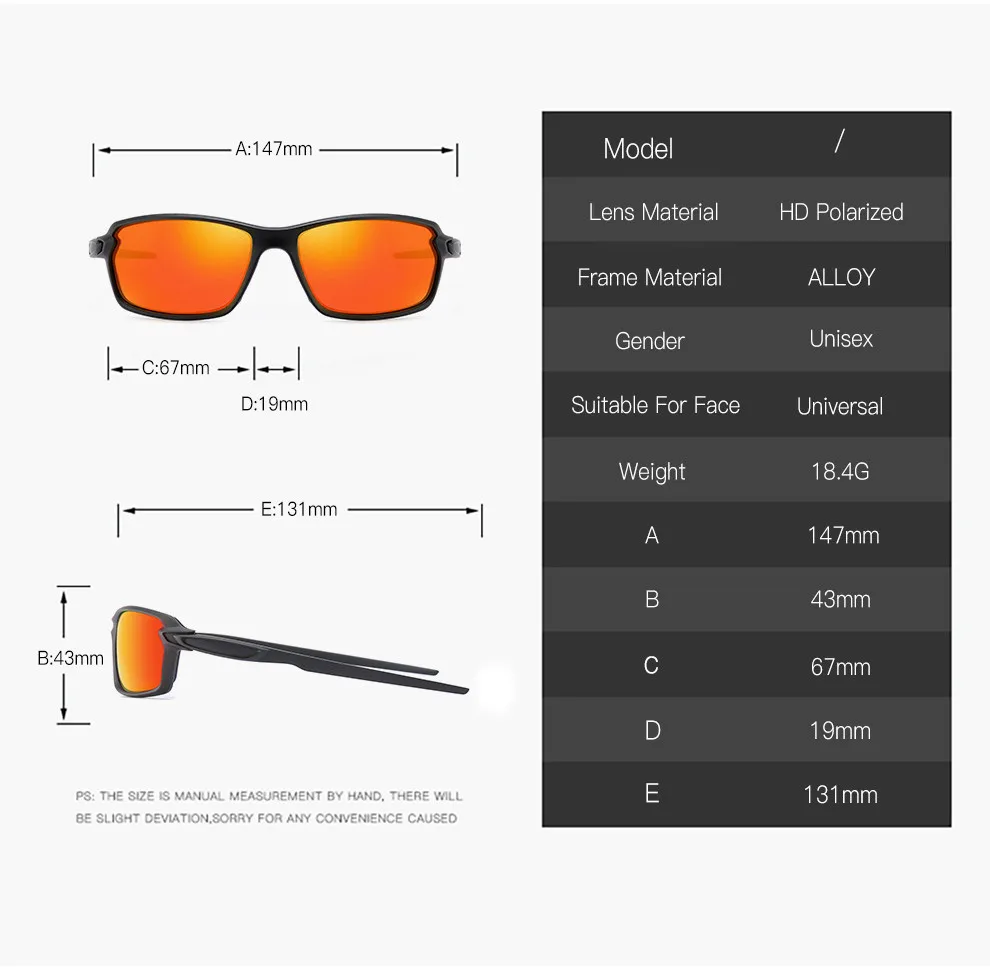 Neue Männer Polarisierte Sonnenbrille Marke Designer Platz Sport Sonnenbrille Männlich Fahren Angeln Goggle UV400 Frauen Reise Brillen – Detail 5