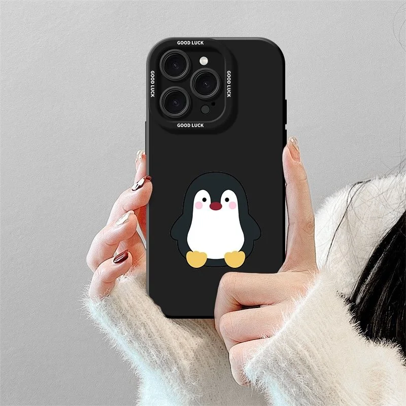 Cute Antarctic Penguin Lovely For iPhone Case 11 12 13 14 15 16 Pro XR XS Max 7 8 Plus Anti-Drop Soft Phone Y2K Cool INS Cover