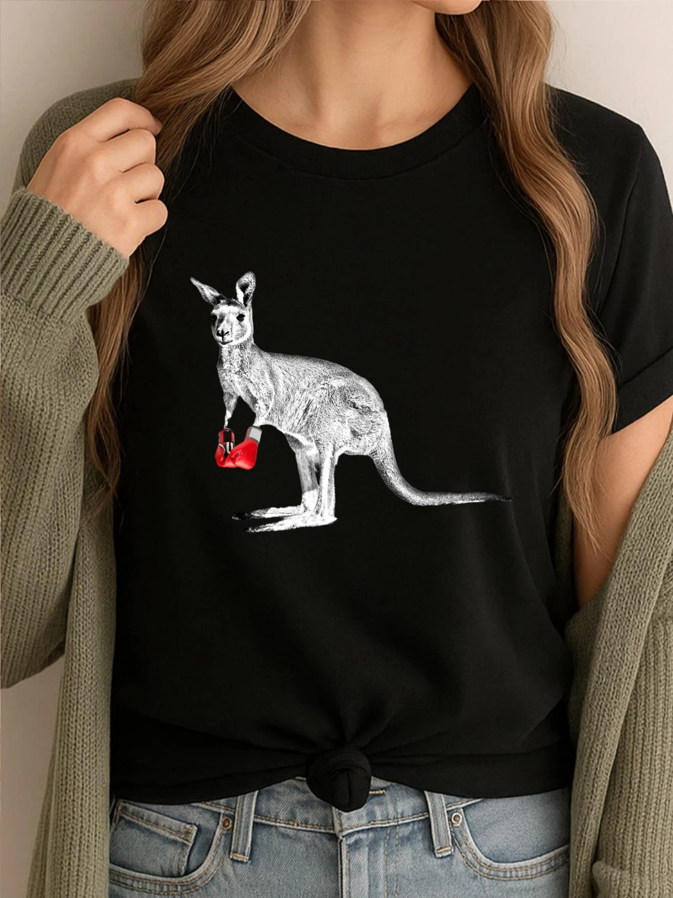 

Boxing Kangaroo Graphic Shirts Men Summer Meme Tshirt For Men Outdoor Printed Tees Mens Designer Clothes