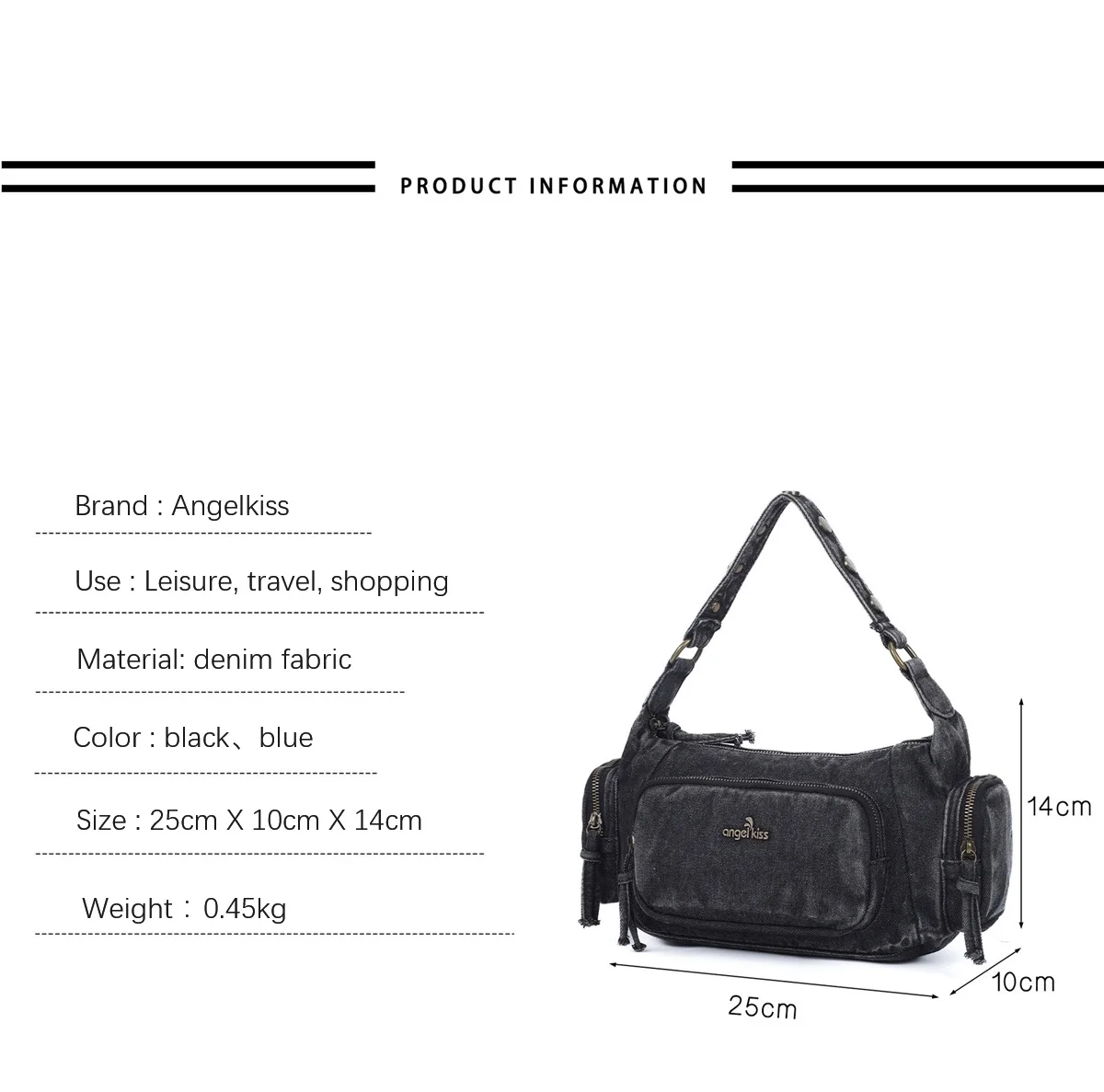 Angelkiss borse da donna Satchel borsa a tracolla in Denim con manico superiore confezione per gnocchi regali borse a tracolla in tessuto pacchetto