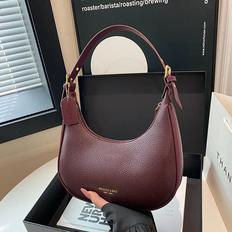 

2025 Premium Crescent Crossbody - Textured Leather Shoulder Tote for Women,Designer Underarm Bag Collection