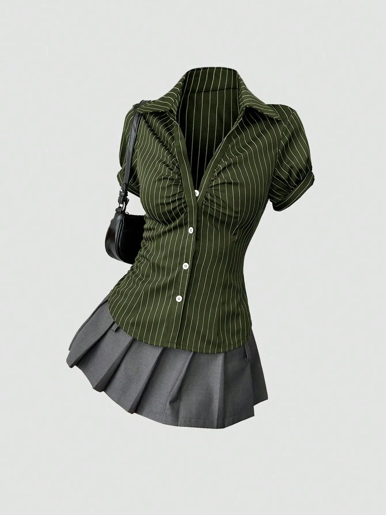 

Винтажная блузка в полоску с коротким рукавом, приталенная, подчеркивающая талию, женский топ