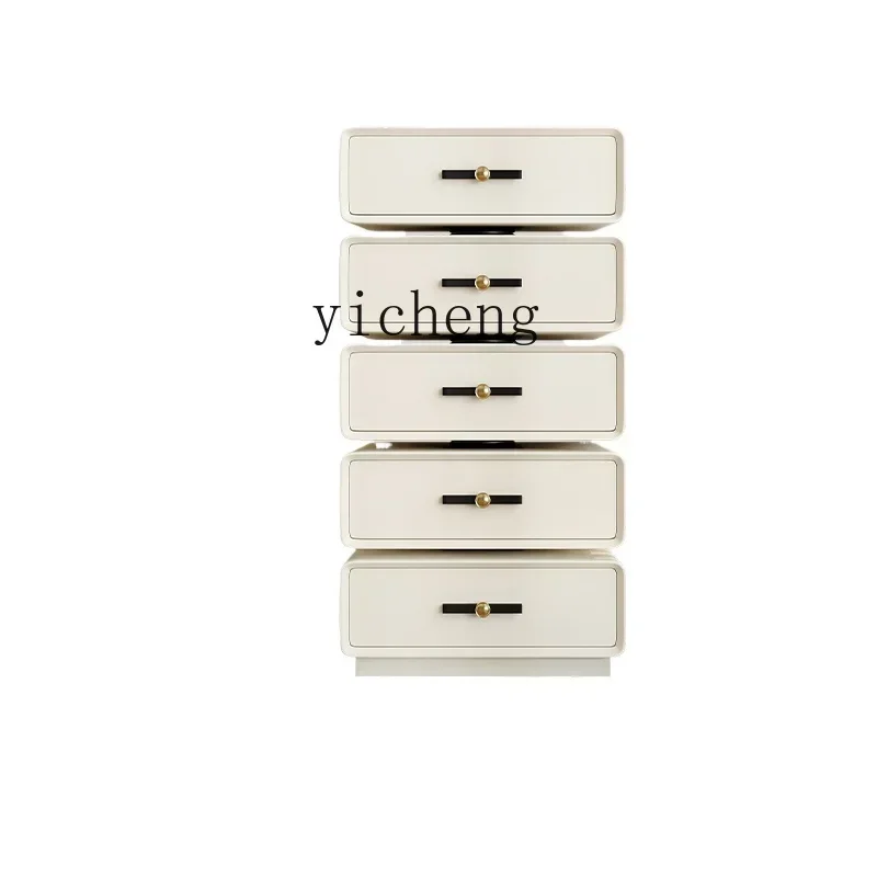 

cream wind bucket cabinet rotatable snack storage cabinet simple modern living room solid wood sofa side cabinet
