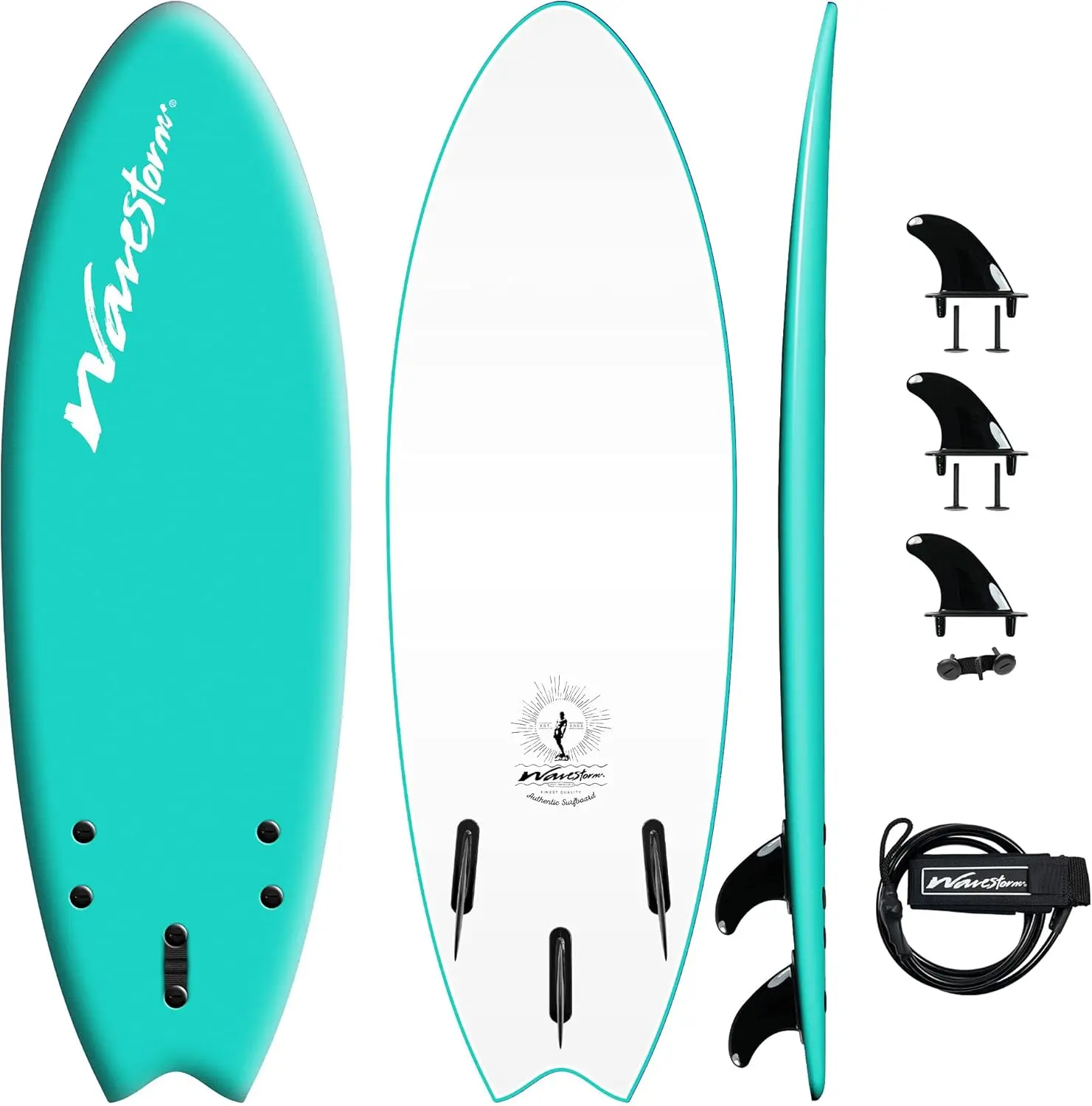 

5'6" Foam Surfboard for Beginners, Lightweight & Durable with Fins and Leash