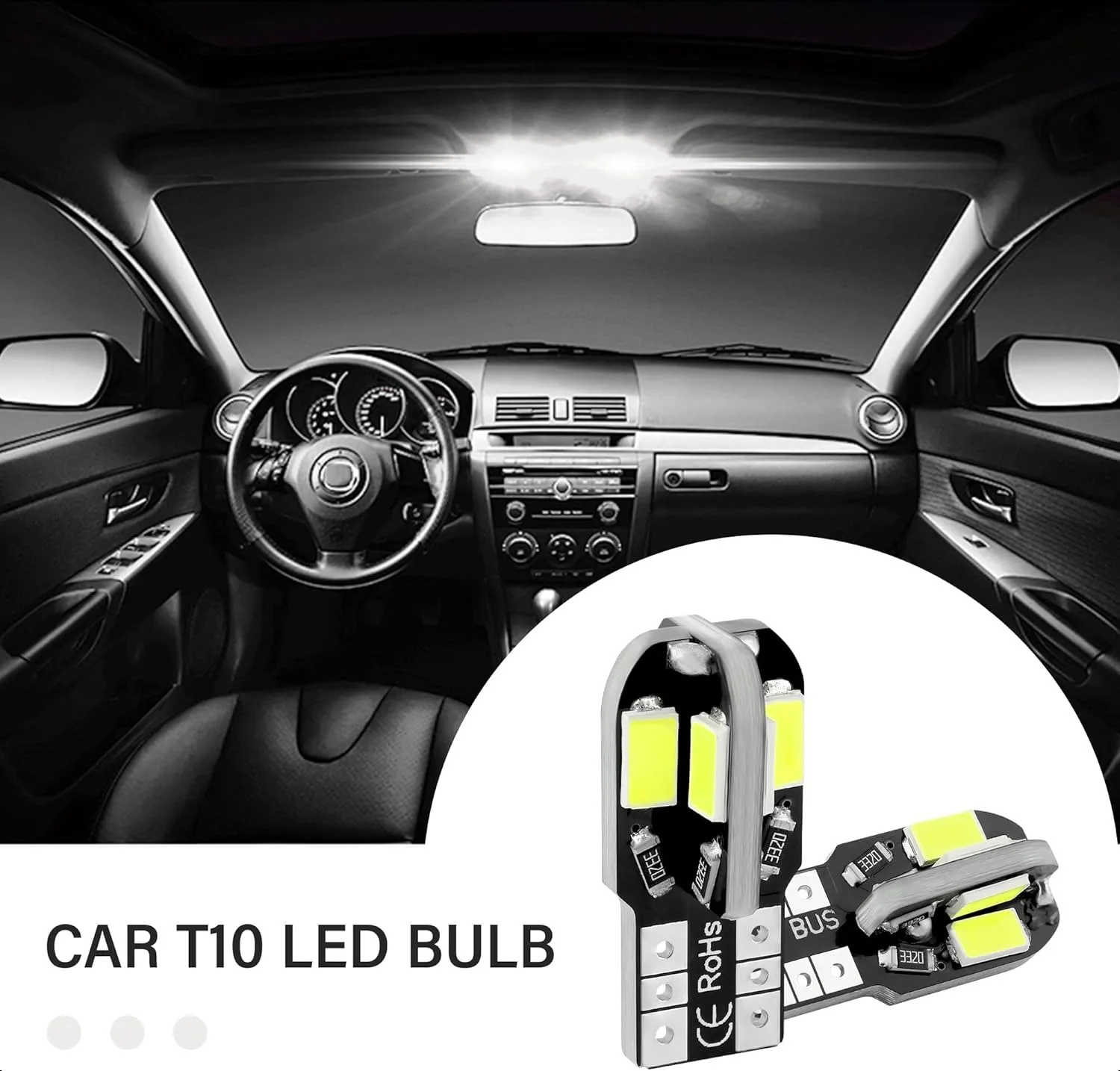 2/5/10/50/100 PCS T10 194 W5W LED Bulbs Car Interior Dome Maps Glove Box  Trunk License Plate Lights 12V 5630-8SMD 6000K White