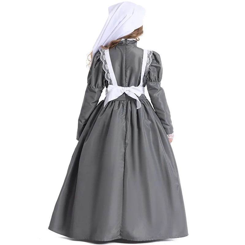 Florence Nightingale Costume Historic Victorian War Nurse Maid Dress Girl Long Dress with Apron Halloween Cosplay Costume view 4