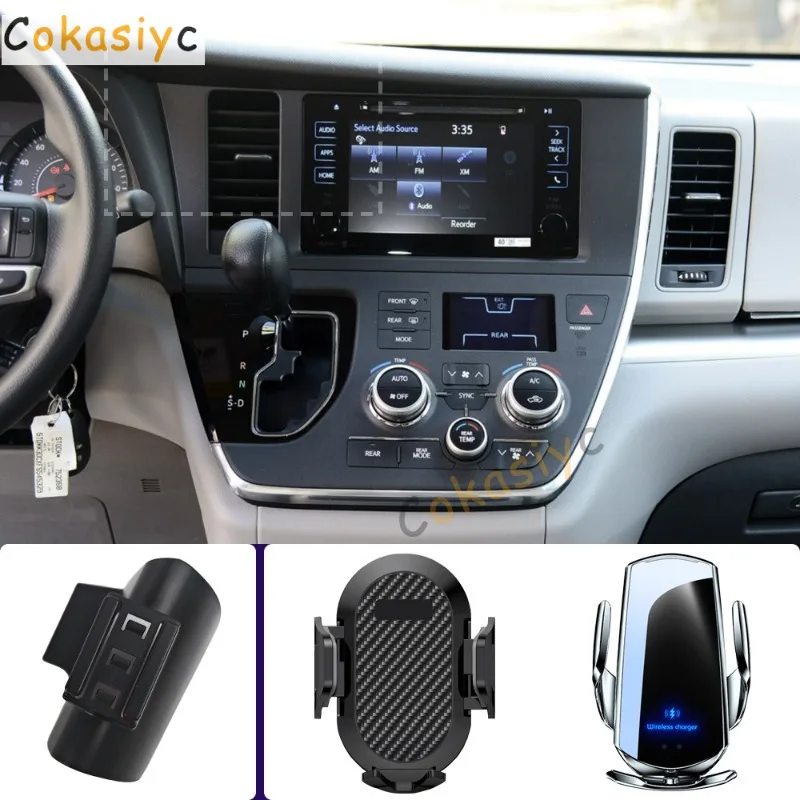 

Держатель для телефона в автомобиль для Toyota Sienna 2015-2018, крепление для мобильного телефона, беспроводная зарядка, специальная фиксирующая база, аксессуары