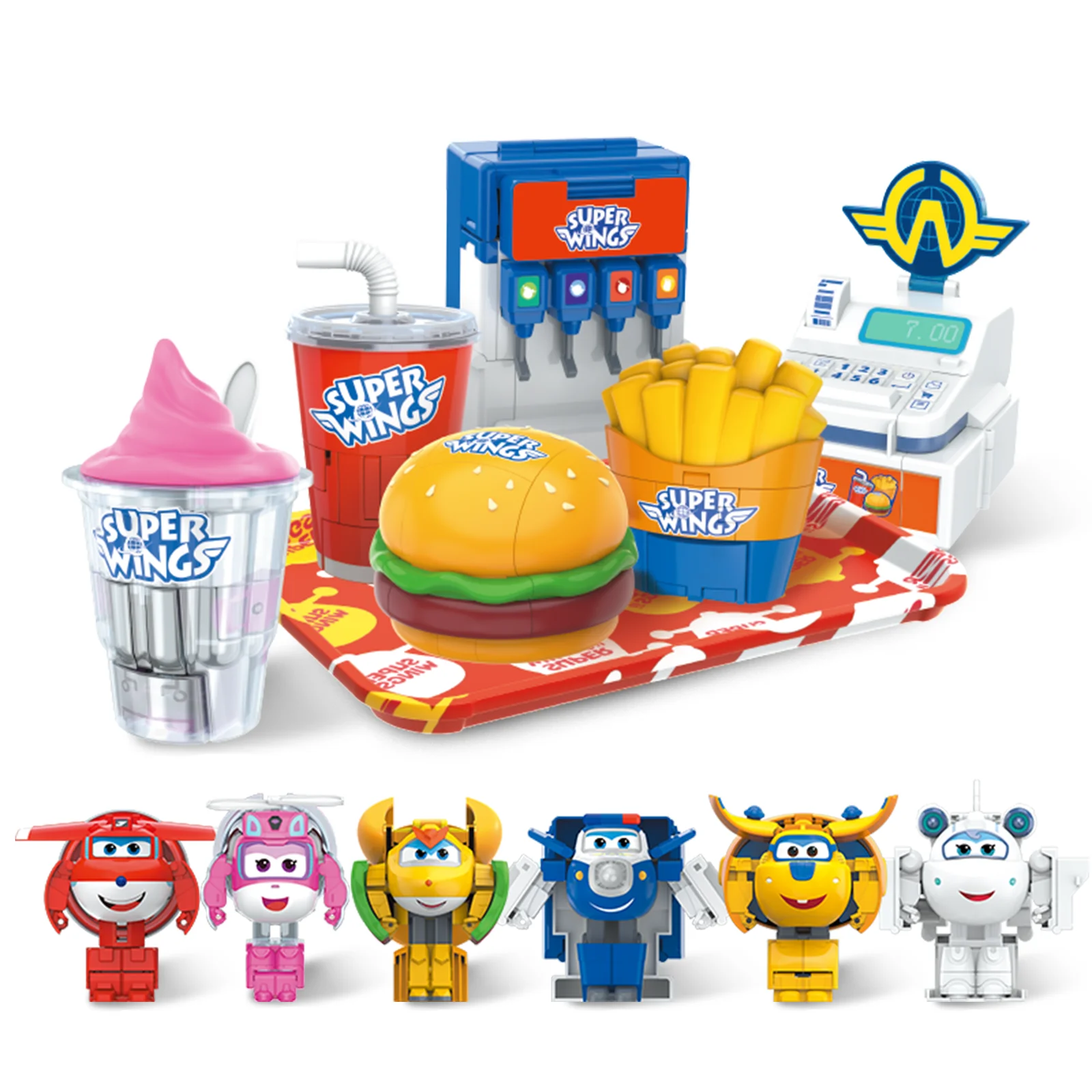 Toy Cash Register - スーパーウィングス 変形ロボットおもちゃ 2個セット フードィーシリーズ ポール・アストラ 2-in-1
