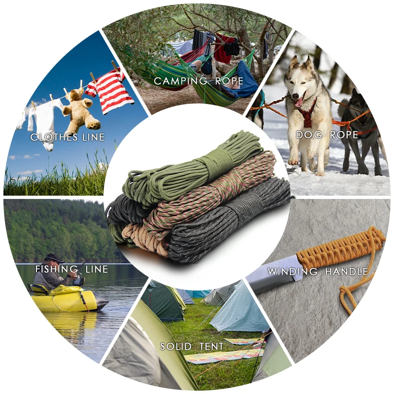 7-Cores 550 Paracord Rope 30 M Dia.4mm For Outdoor Camping Survival Lanyard Parachute Cord Hiking Tent Accessories