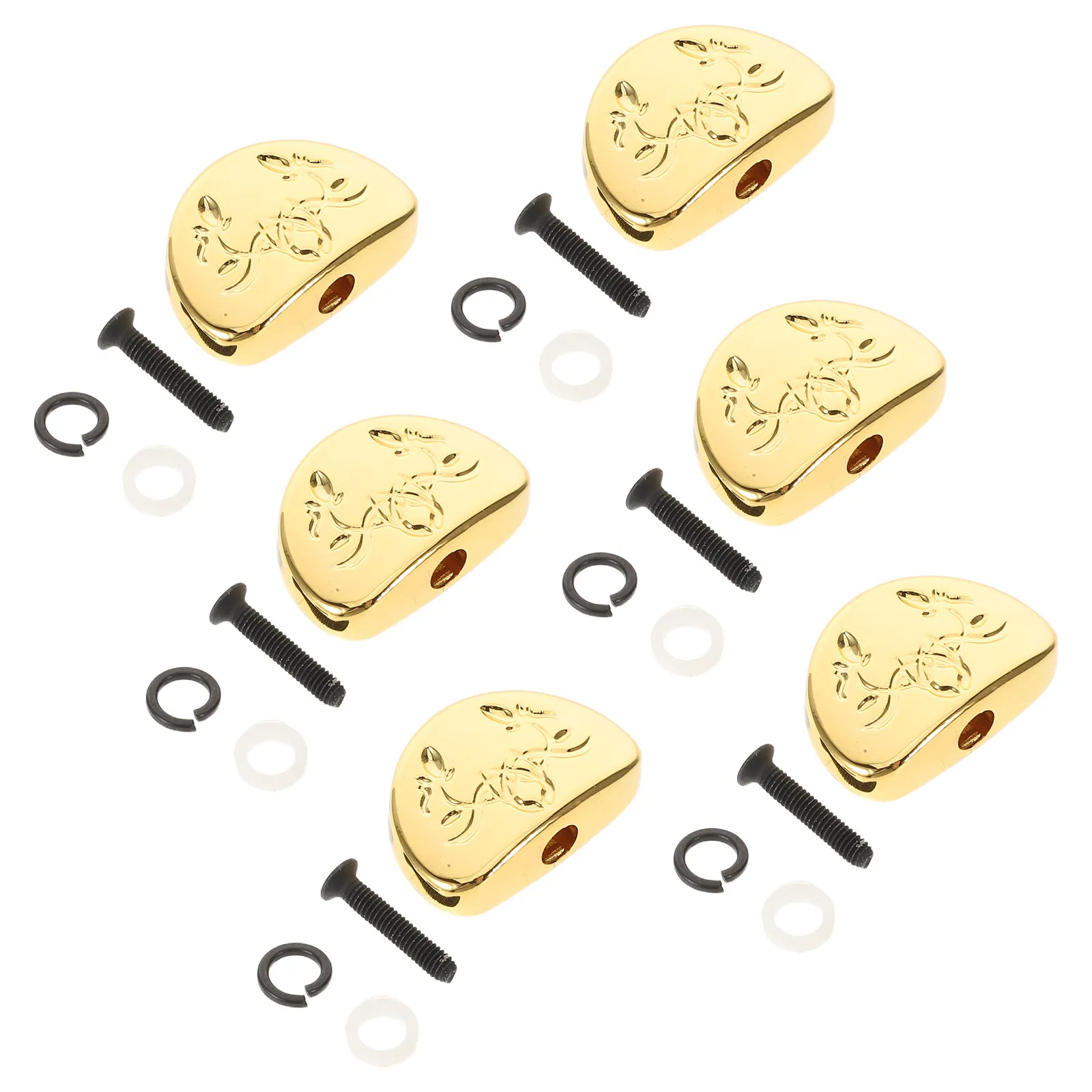 

6Pcs Acoustic Guitar Tuning Pegs Metal Knobs Ergonomic Design Decorative Engraving for Electric Folk Classical Guitars