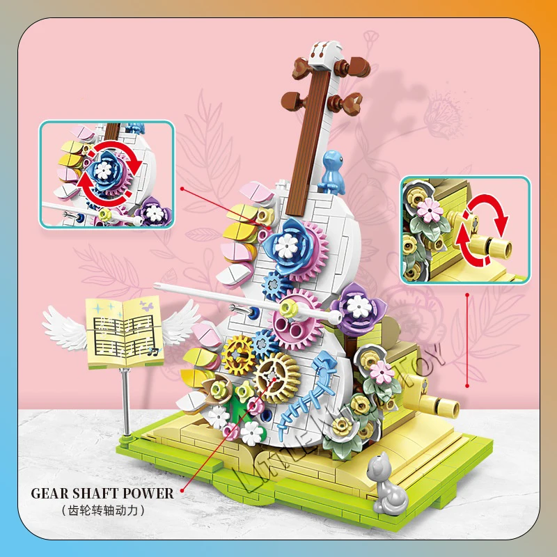 

1922B Lace Violin Particle Assembly Building Blocks Girls' toy Gift