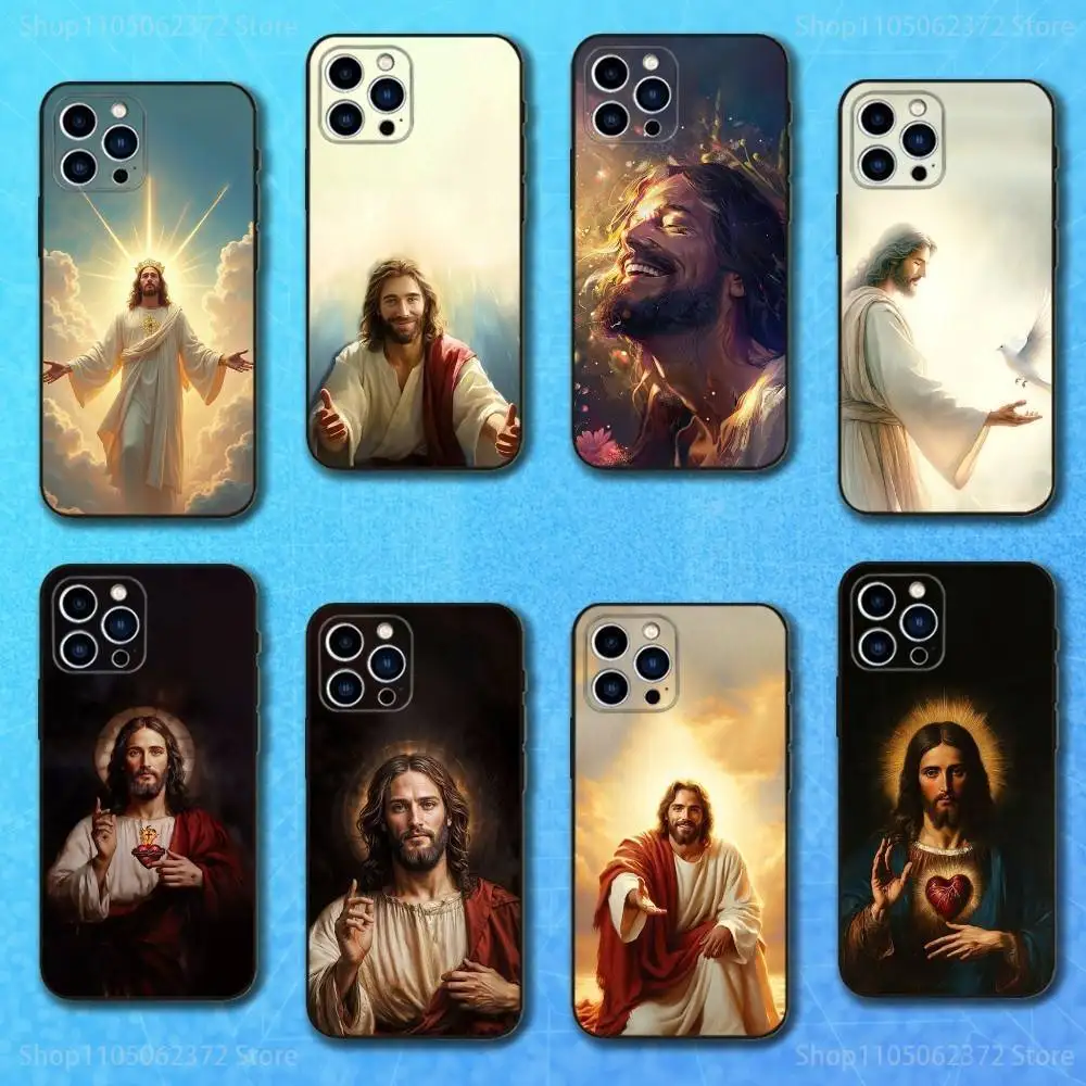

Religious Jesus Belief Phone Case For iPhone 16,15,14,13,12,11 Plus,Pro Max,XS,X,XR,SE,Mini,8,7,Soft Silicone Black Cover