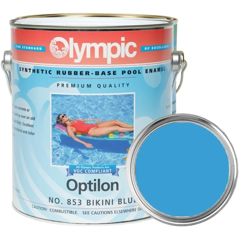 

Краска для бассейна Optilon Bikini Blue, 1 галлон, синтетическая резиновая основа, плавательное значение, качественная эмаль