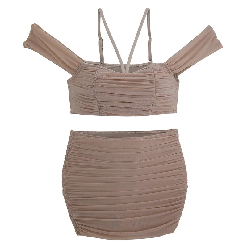 Bikini nero sexy 2025 Costumi da bagno da donna Minigonna a vita alta Costume da bagno con spalle scoperte Costumi da bagno Bikini per ragazze Abbigliamento da spiaggia Piscina