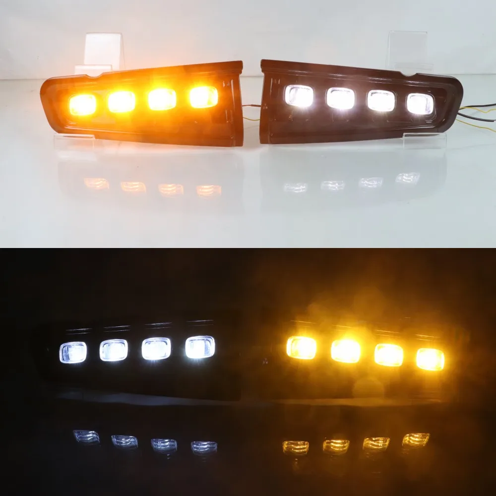 

Автомобильные дневные ходовые огни July King, совместимые с Ford Bronoc 2021 2022, 6000K DRL + желтые половеры поворота, сканирование запуска