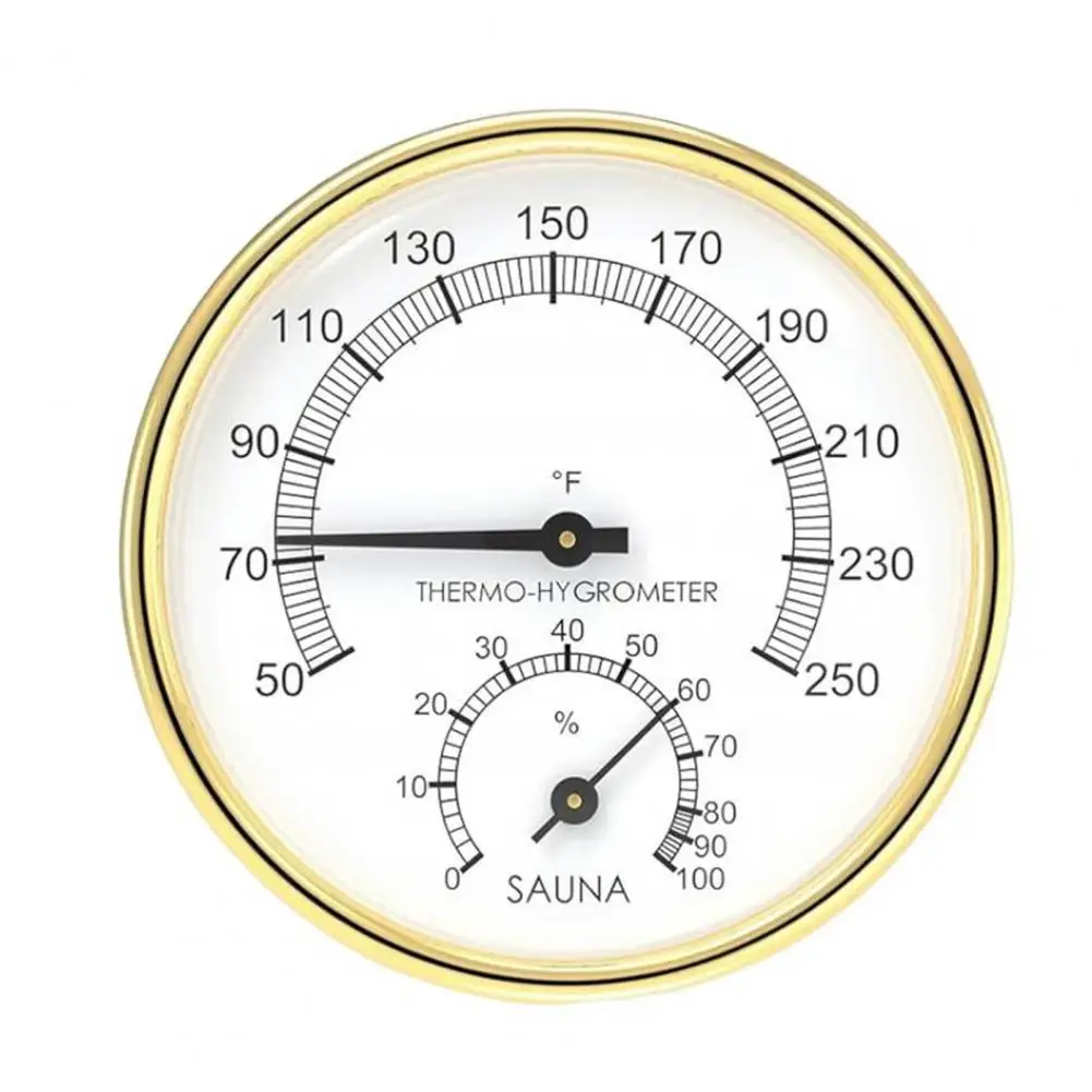 Sauna Hygrometer Precision Stainless Steel Sauna Thermometer Easy-to-read Fahrenheit Hygrometer for Room Hotel Indoor for Sauna