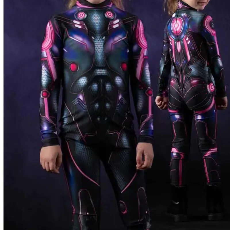 Halloween Cosplay Punk Robot Kinderen Kostuum Machine Pantser Print Jumpsuit Jongens Meisjes Zentai Pak Feest Kinderen Kleding Geschenken