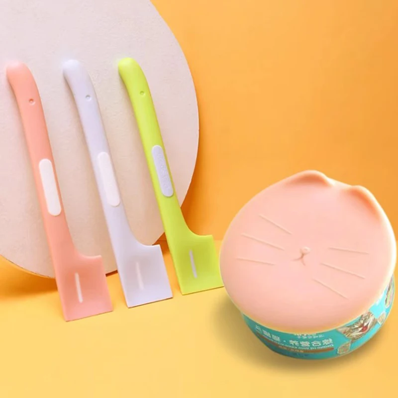 Pet Can Spoon with Lid, Cute Long Handle Pet Food Spoon, for Dog Cat Wet Canned Food & Snacks, Durable Easy to Clean FeedingTool