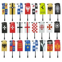 Flag Building Block Medieval City-States Military Figure Flag Weapon Ancient Holy Rome Jerusalem Saint Lazarus Knight Legion Toy