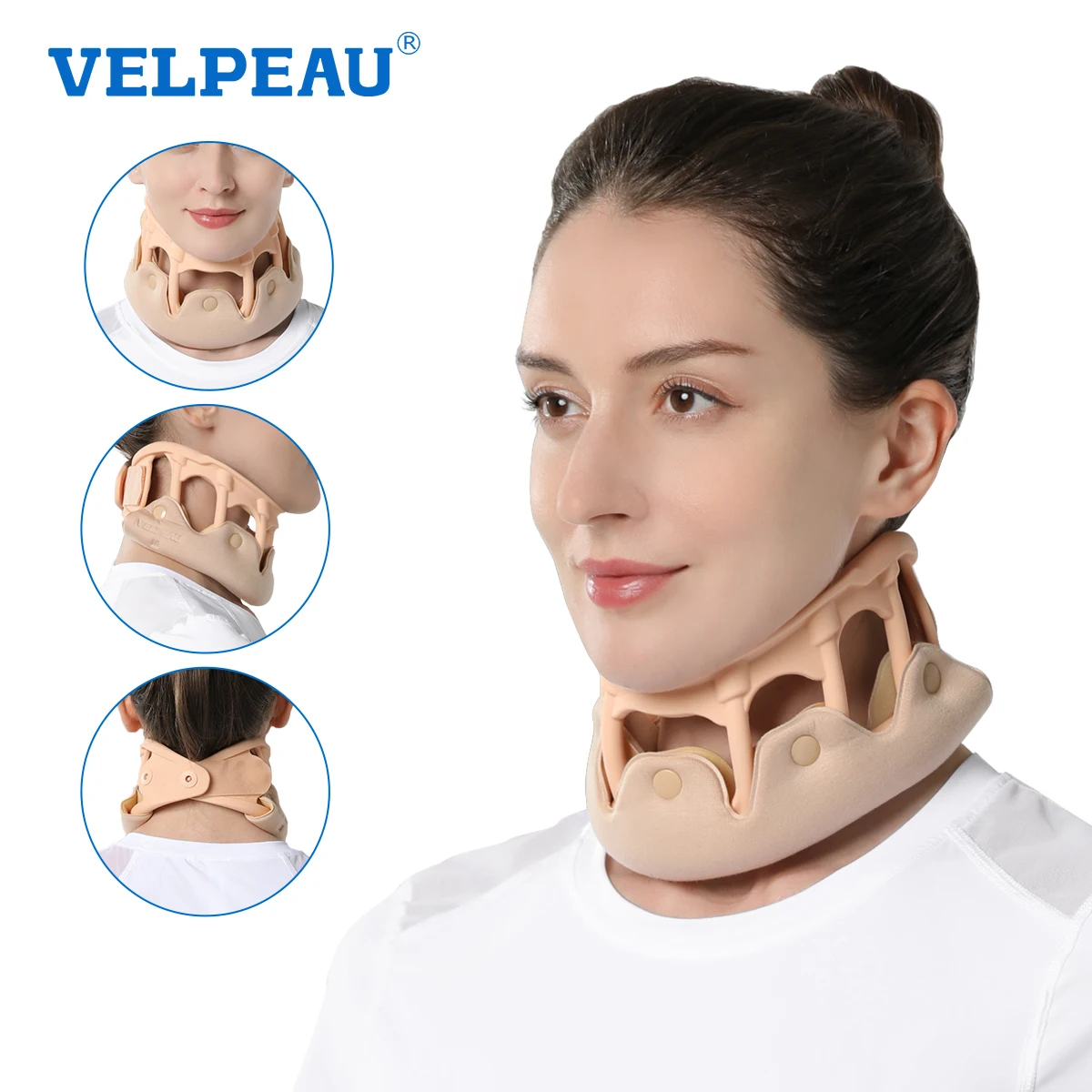 VELPEAU-Soporte de cuello de silicona para la presión de la columna vertebral, cuello Cervical rígido y alivio del dolor, transpirable e impermeable