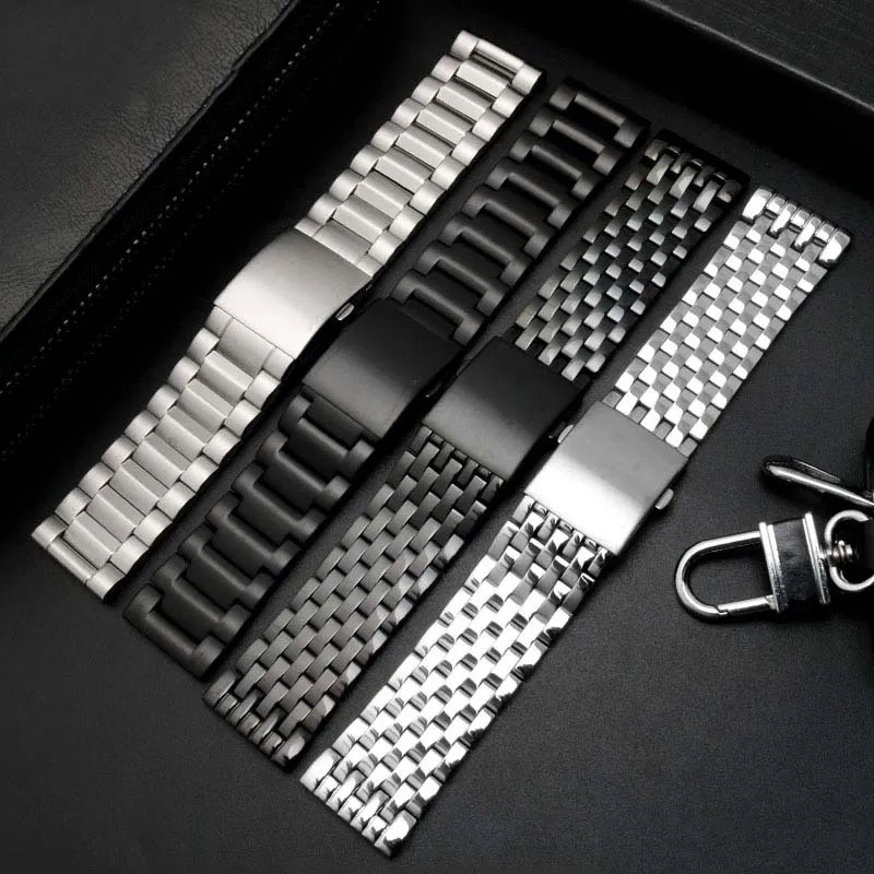 High Quality stainless steel watchband for Diesel DZ7263 DZ7330 DZ4358 watches strap Black silver 22mm 24mm 26mm 28mm 30mm 32mm