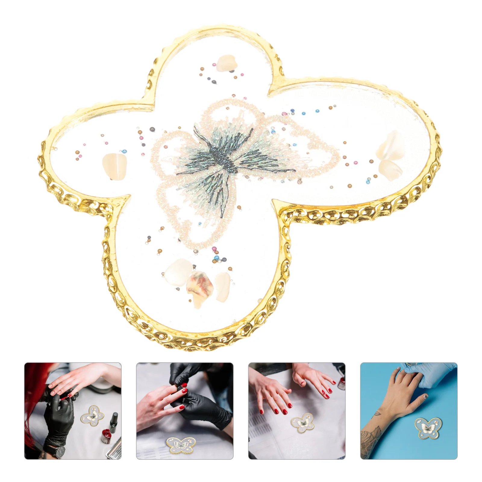 Butterfly Shape Resin Nail Art Palette for Gel Polish Color Mixing Smooth Easy Clean Non-Deform Nail Art Display Painting Tray