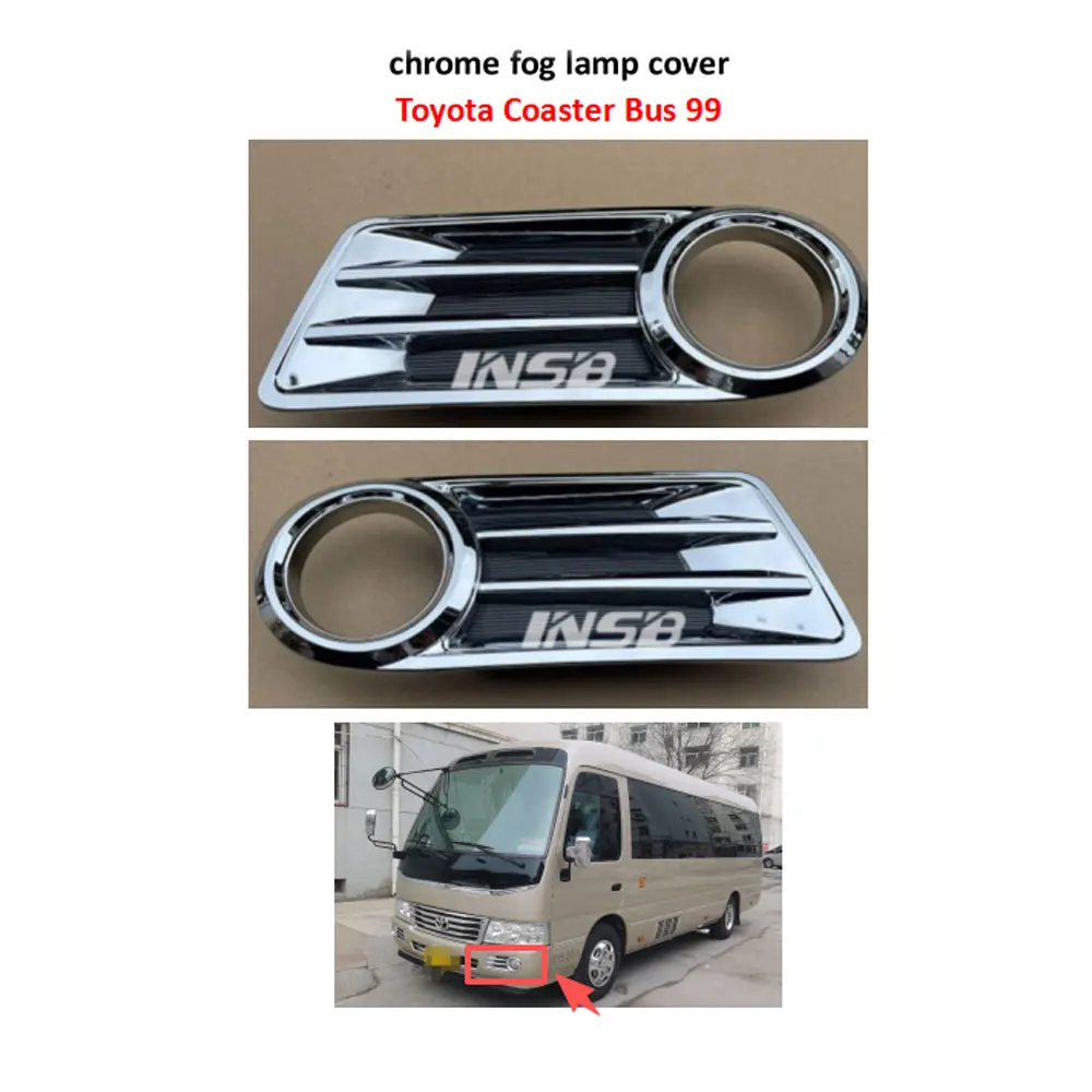 FDONG 1 Set 2 Pcs Chrome Fog Lamp Cover for Toyota Coaster Bus 99