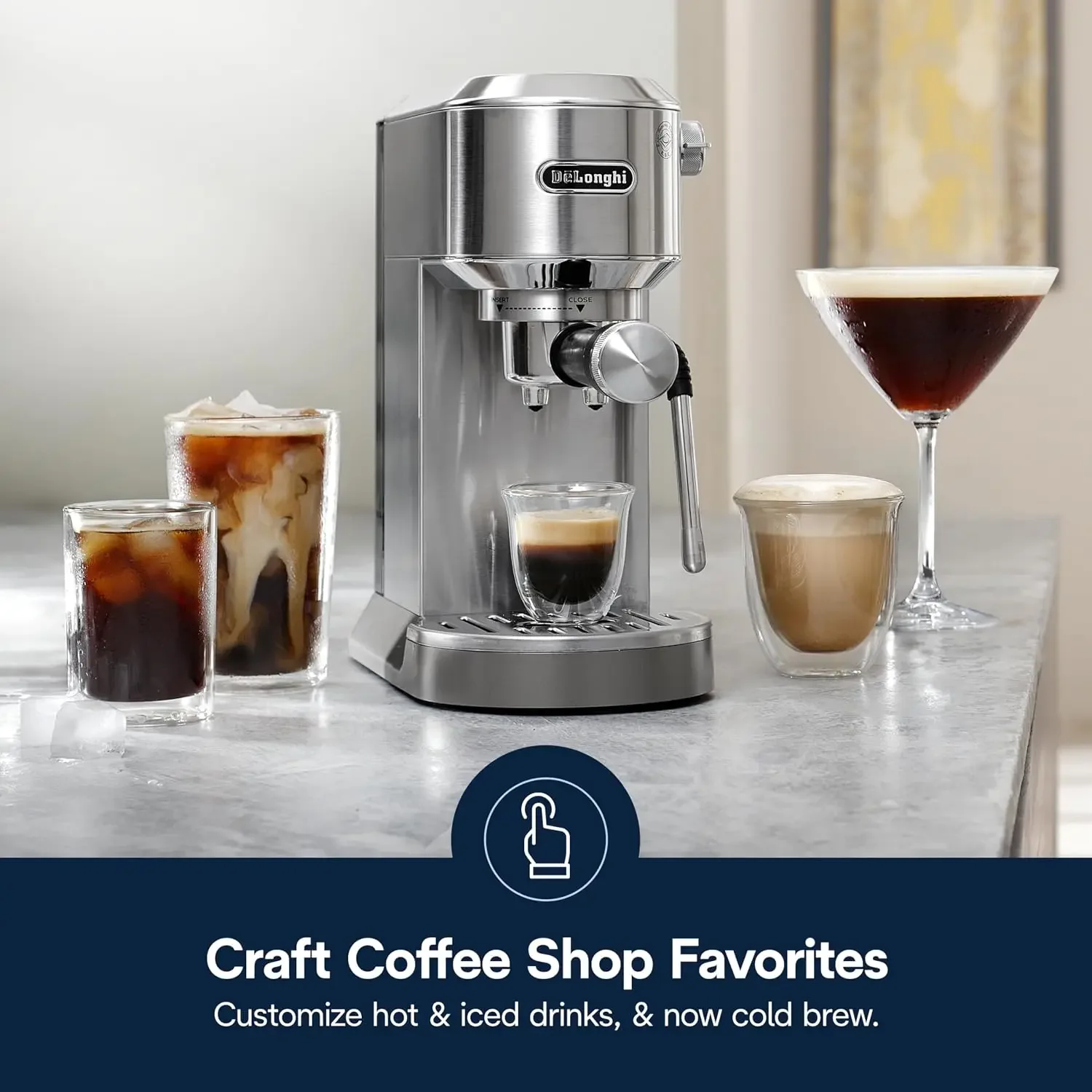 Dedica Duo Compact Espresso Machine - Cold Brew Coffee Maker with Milk Frother Wand- for Espresso, Hot & Iced Coffee
