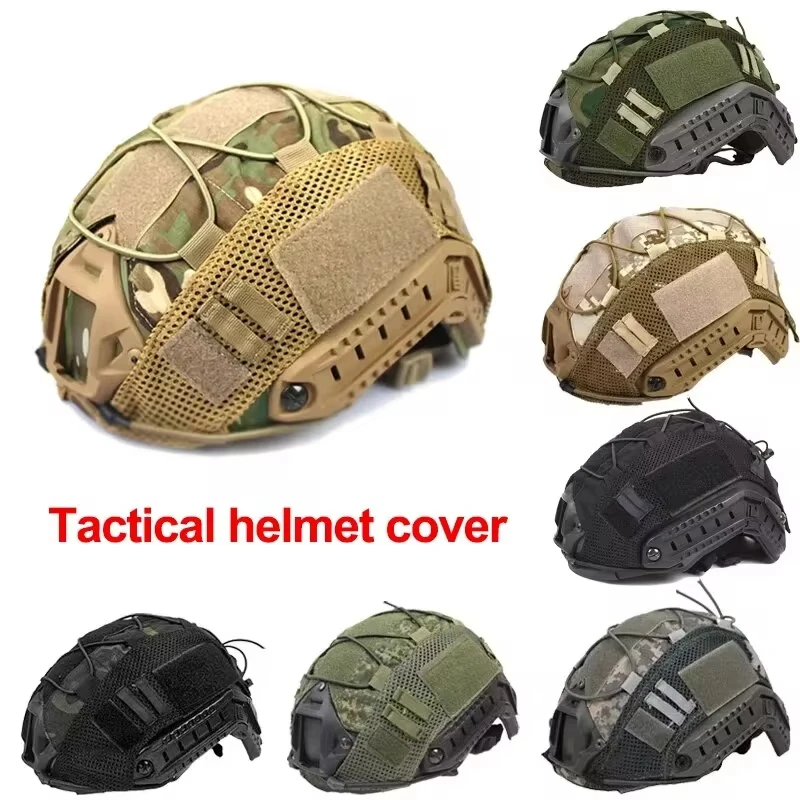 Helm taktis cepat kamuflase CP nilon 1000D kamuflase berburu militer penutup aksesoris helm kamuflase dengan tali elastis