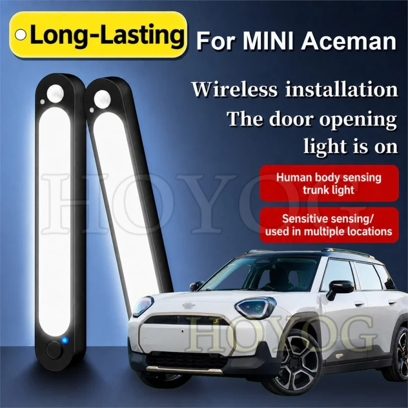 For MINI Aceman 2024-2026 Car Boot Light LED Lamp Motion Sensor No Drilling Magnetic Trunk Cargo Light Compact SUV Interior