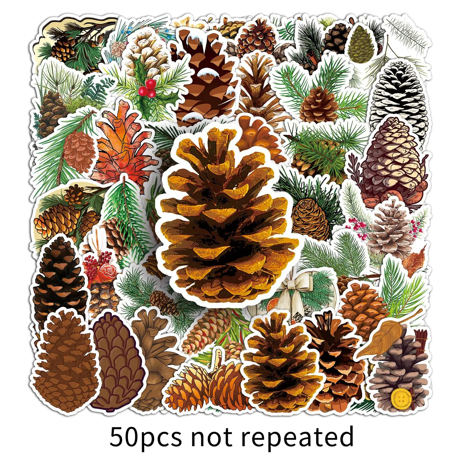 50PCS Pinecone Cartoon Graffiti Sticker Personality Small Fresh Autumn Cartoon Decal DIY Luggage Phone Guitar Skateboard Kid Toy