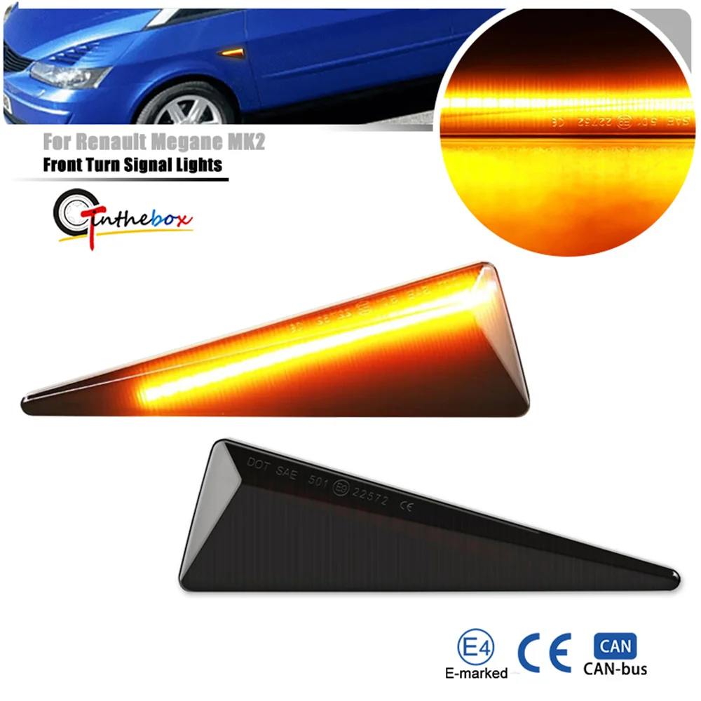 

Динамические светодиодные передние боковые габаритные индикаторы автомобиля для Renault Megane Scenic Thalia MK2 Avantime Espace MK4, указатели поворота