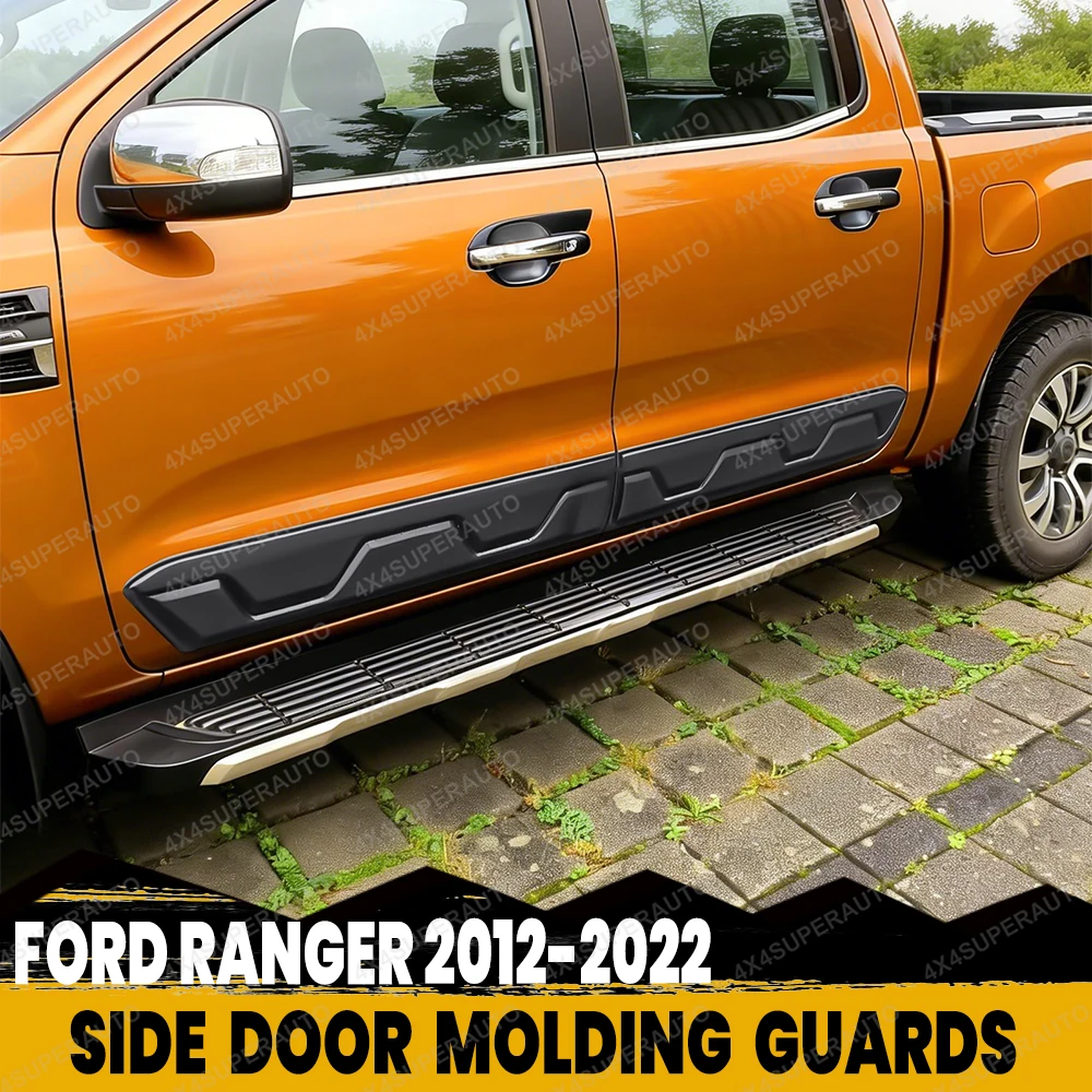 Image of Seitentür-Karosserieschutzleisten für Ford Ranger T6 T7 T8 2012-2022 Wildtrak XLT XL XLS Seitentürschutzleisten Doppelkabinen-Autozubehör
