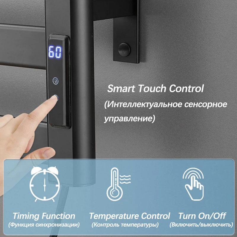 Dubbele Verwarming Badkamer Handdoekenverwarmer. Temperatuurregeling Timing Elektrisch Handdoekenrek. Slimme Digitale Display Elektrische Handdoekstang.