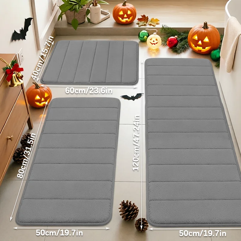 3-Piece Geometric Striped Pattern, Soft and Lightweight, Skin-Friendly Bathroom Accessories, Non-Slip Bathroom Mat, Washable Bathroom Rug. Three Sizes. Available in Six Colors, Suitable for Shower Areas, Bathroom Entrances, and Bedroom Decor. Modern Bathroom Mat, Durable Bathroom Rug