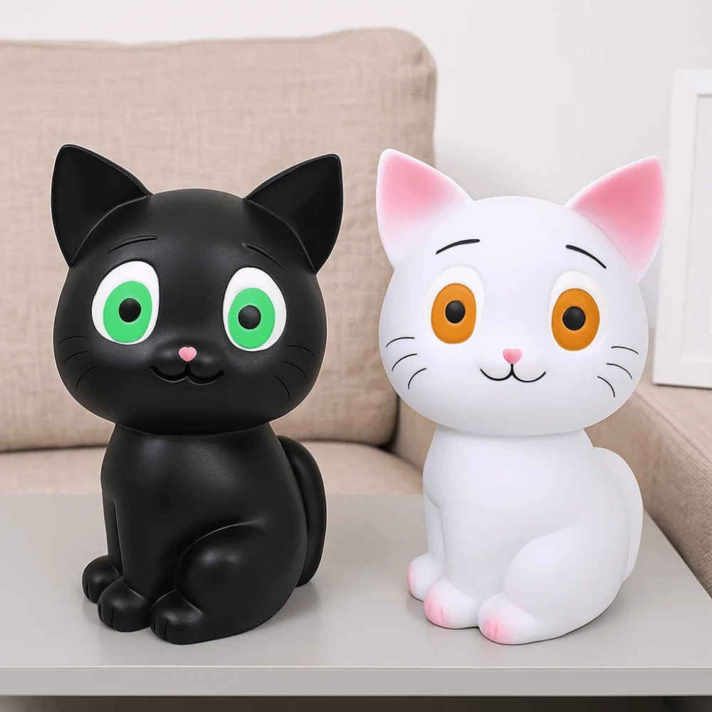 

Anti Drop Black Cat Piggy Bank Decorative Large Capacity Cartoon Cat Money Boxes Savings Tank Collectible Cat Model Piggy Bank