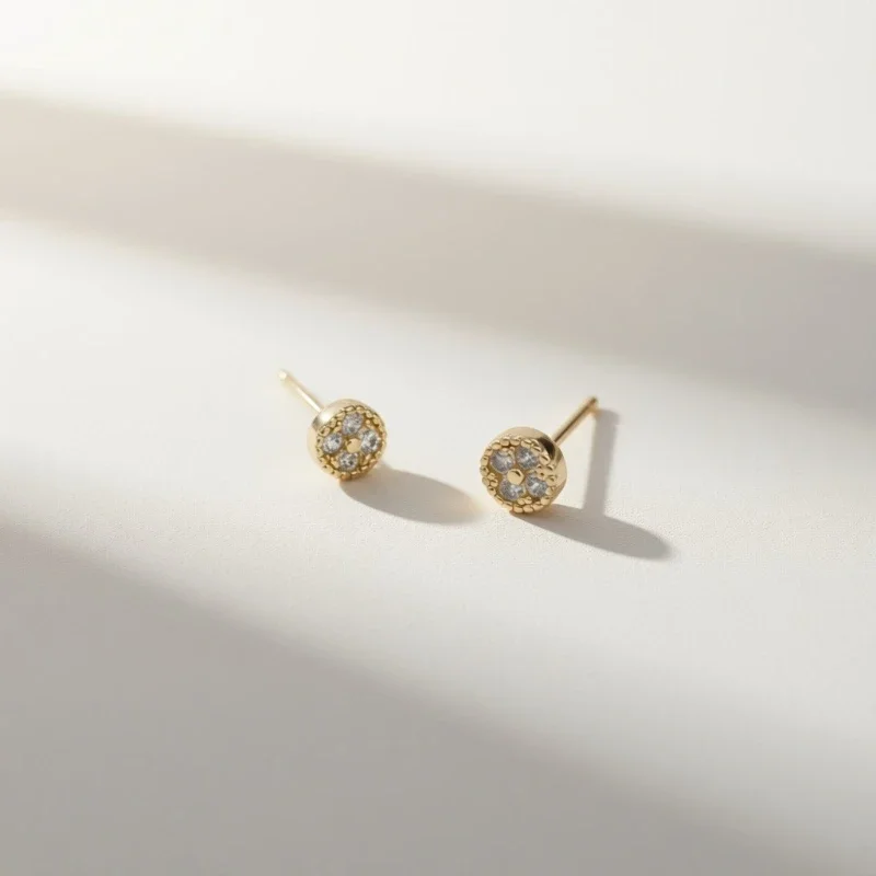 Round cluster zircon earrings for women, exquisite bead design, elegant date party jewelry, birthday anniversary gift