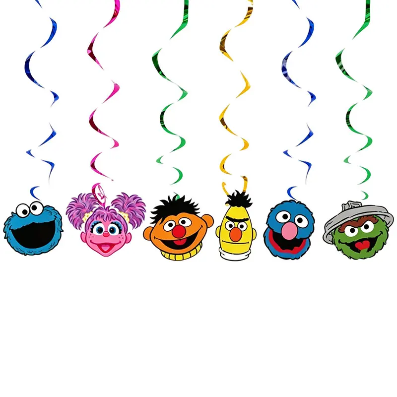 Einwegteller, Becher, Tischdecke, Ballon-Hintergrund, Geburtstagsparty-Geschenke, Sesam-Cartoon-Straßen-Geburtstagsparty-Dekorationszubehör – Detail 19
