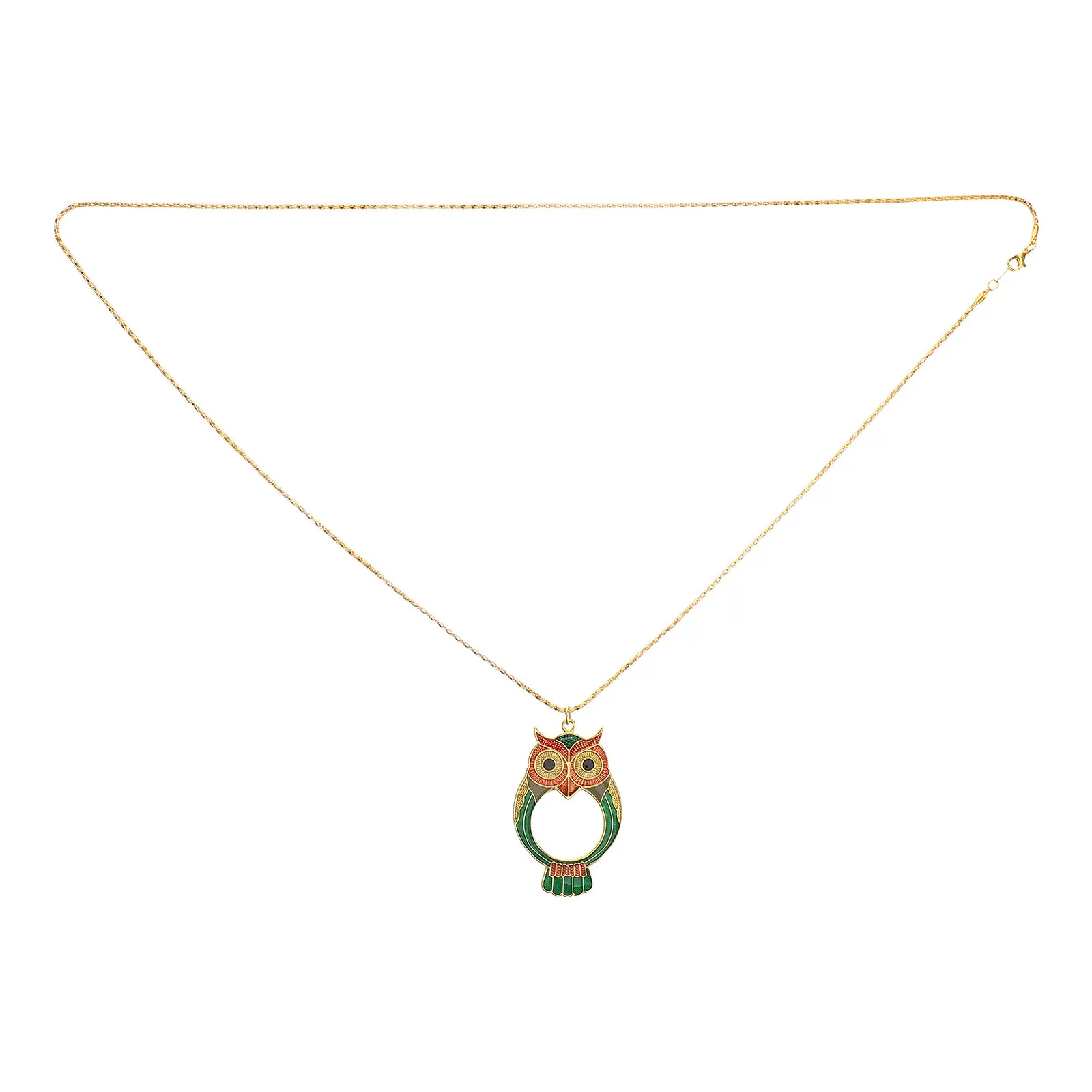 Owl Decor Clothing Pendant Magnifier Necklace for Men Charms Sweater Chain Party Favors