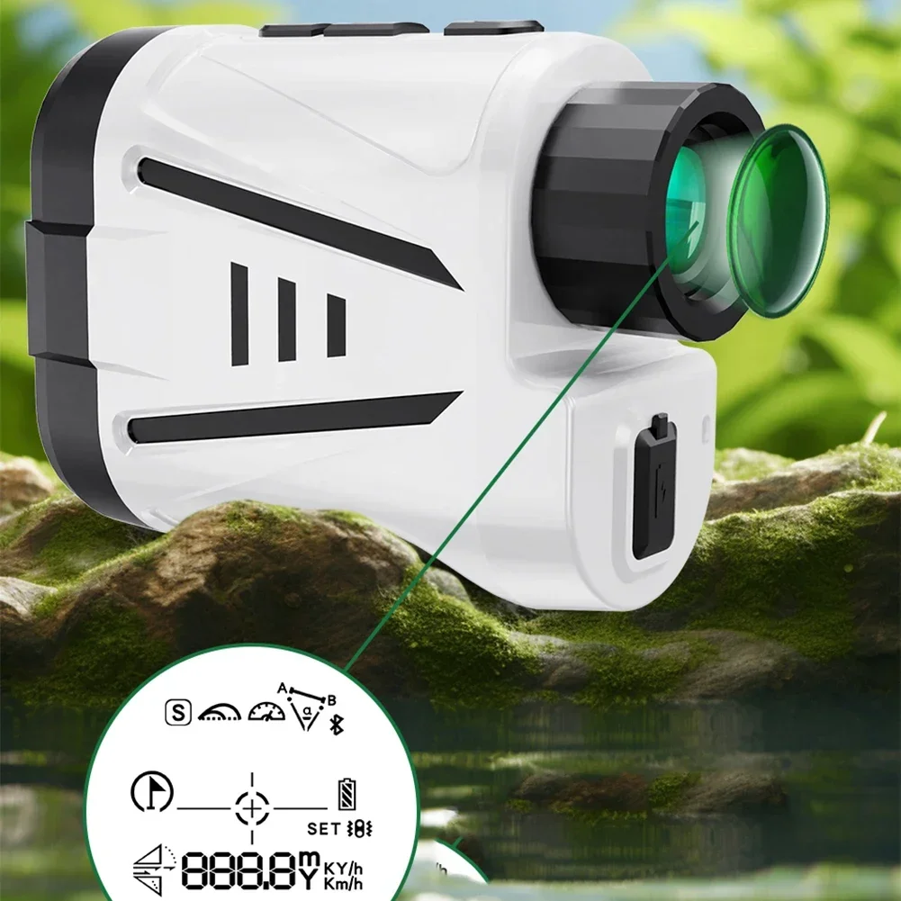 

Golf Rangefinder 1800 Yards With Flag-Lock Slope Pin 6x Optical Magnification Telescope White Black Golf Rangefinder